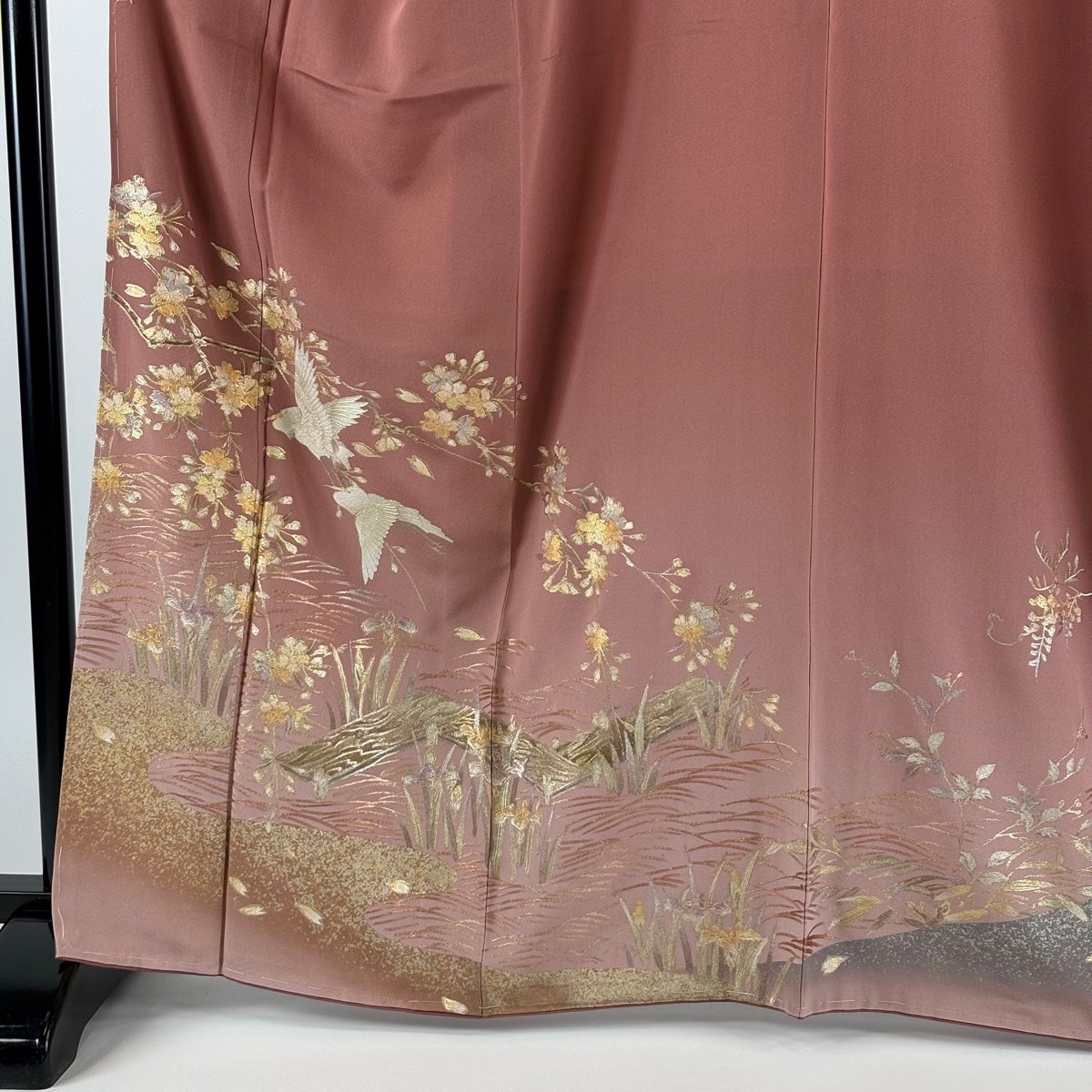 美品】 訪問着 身丈165cm 裄丈69cm L 袷 和田光正 落款あり 鳥 桜 金銀 美品】 訪問着 身丈165cm 裄丈69cm L 袷 和田光正 落款あり 鳥 桜 金銀