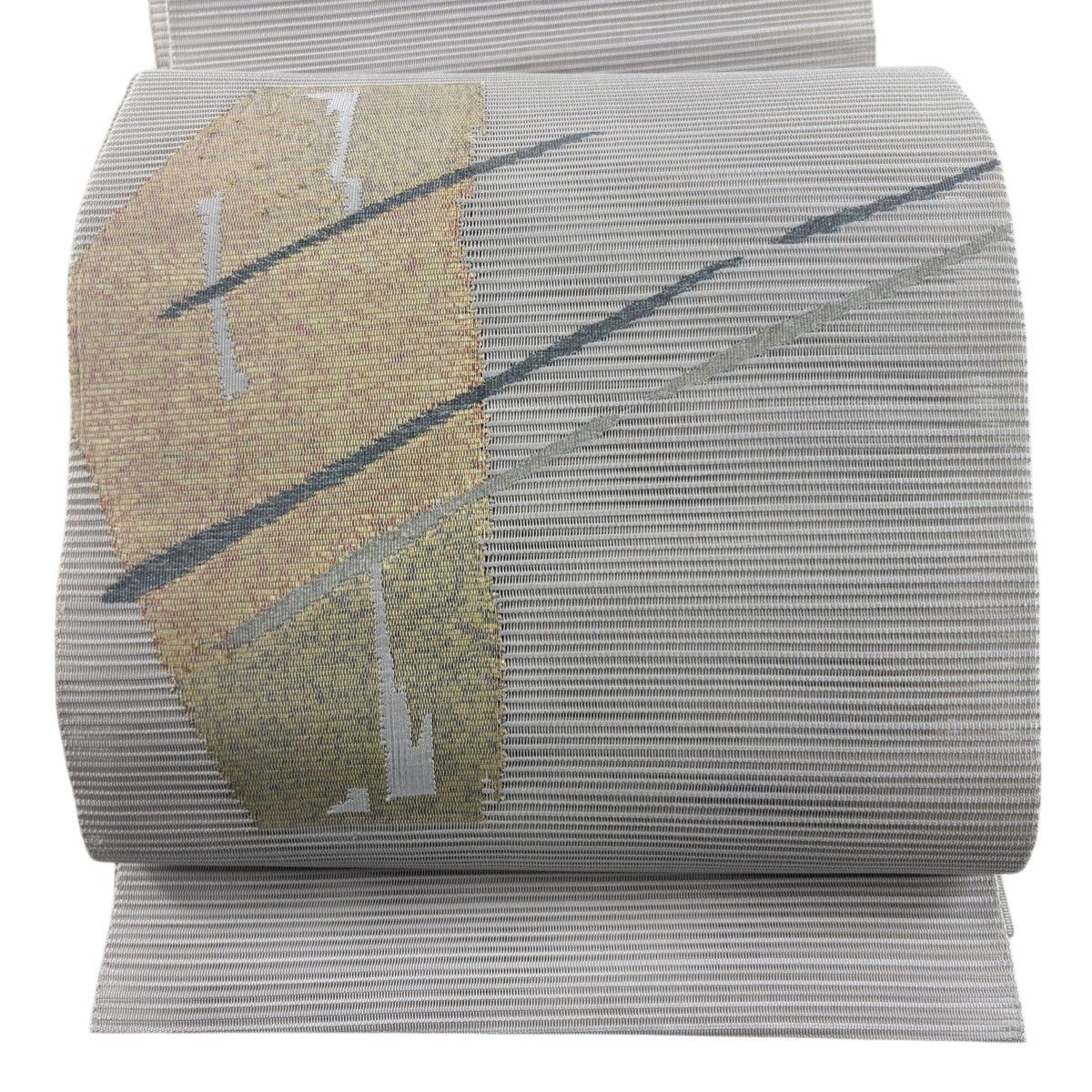 美品】 名古屋帯 秀品 八寸名古屋帯 松葉仕立て ヱ霞 金銀糸 ベージュ
