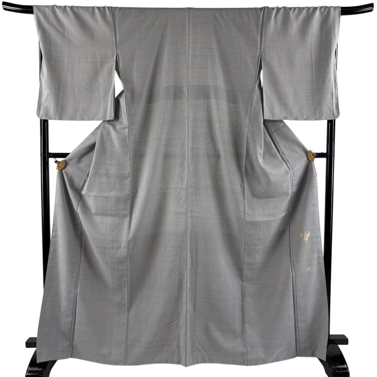 紬 身丈161.5cm 裄丈67.5cm L 袷 枝花 器物 クリーム 正絹 秀品｜中古