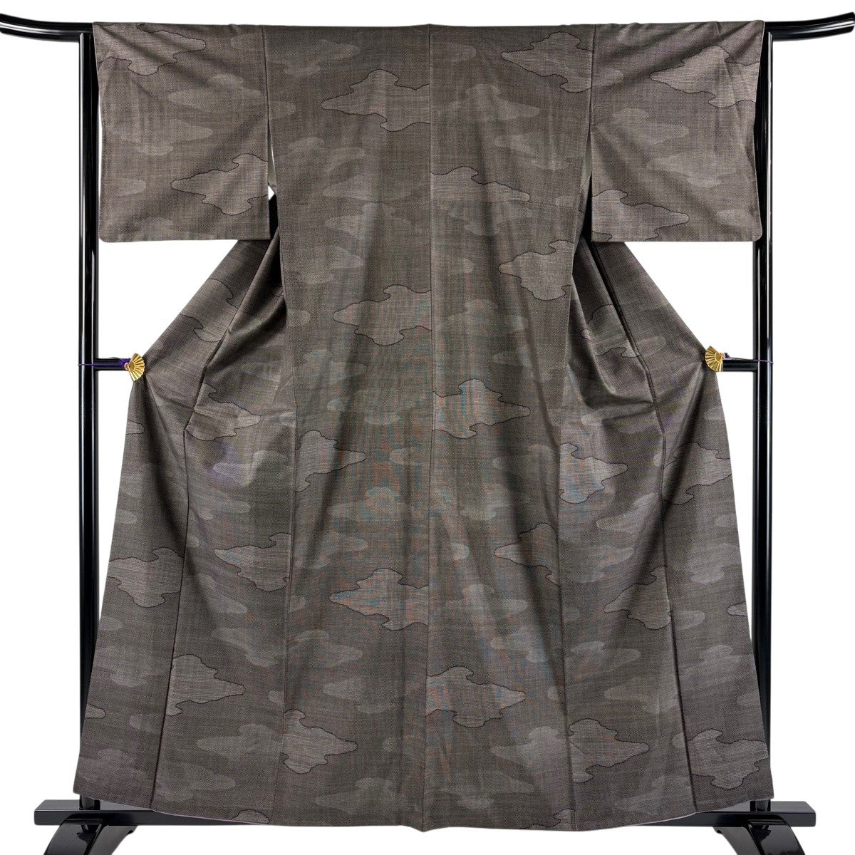 紬 身丈159.5cm 裄丈63.5cm S 袷 霞 焦茶色 正絹 秀品｜中古・古着