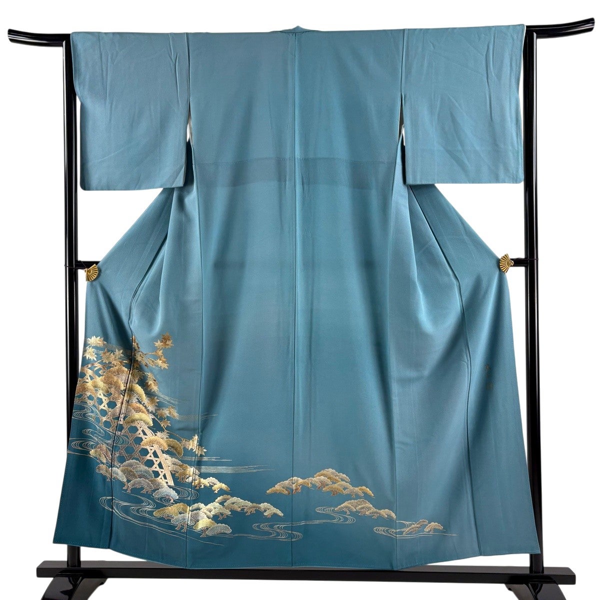 超美品　正絹　着物　現代　色留袖　袷　和田光正　作家物　金彩　着丈161 裄65 色留袖 身丈154.5cm 裄丈64cm M 袷 和田光正 落款あり 松 流水 金彩