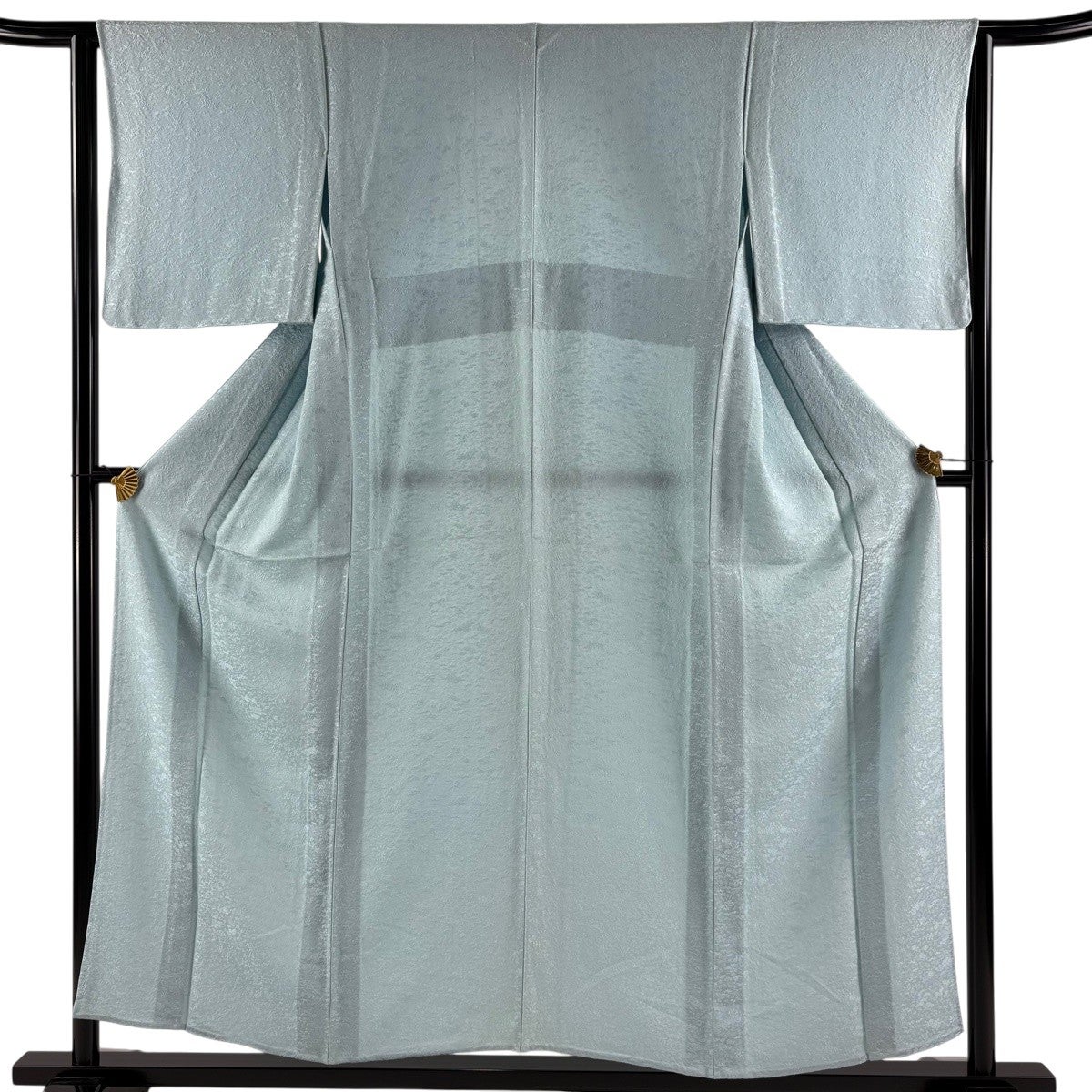 色無地 身丈153.5cm 裄丈64cm M 単衣 地紋 水色 正絹 秀品｜中古・古着
