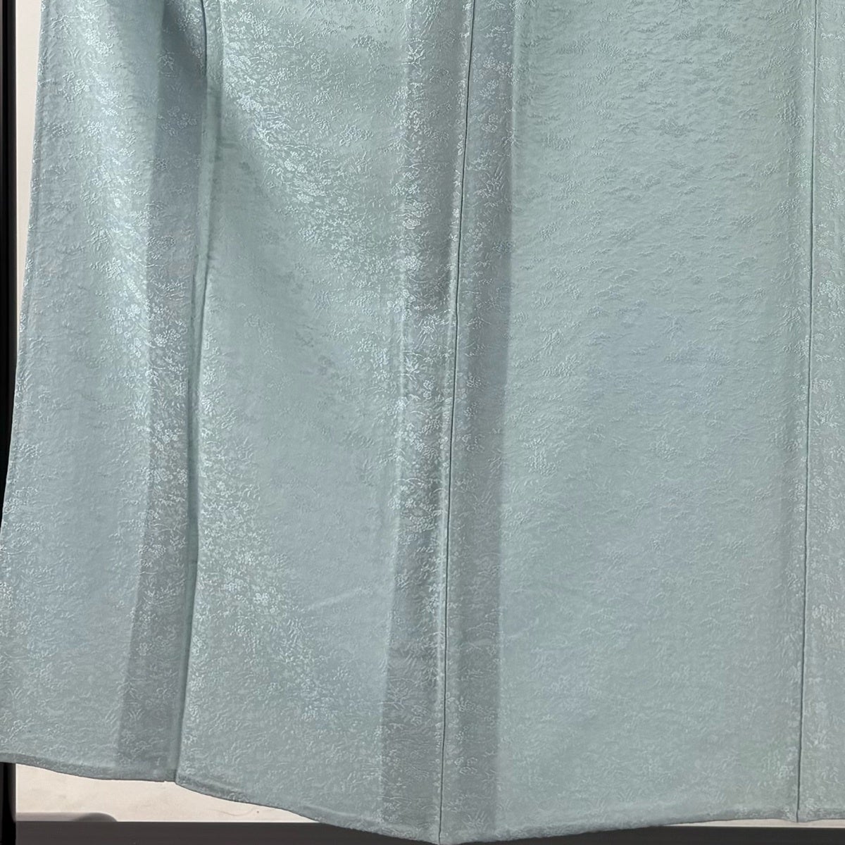 色無地 身丈153.5cm 裄丈64cm M 単衣 地紋 水色 正絹 秀品｜中古・古着