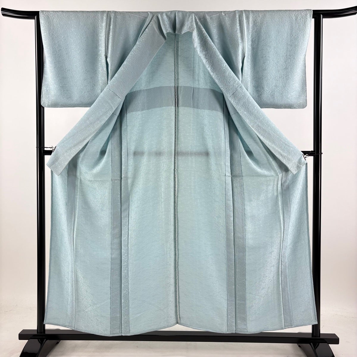 色無地 身丈153.5cm 裄丈64cm M 単衣 地紋 水色 正絹 秀品｜中古・古着