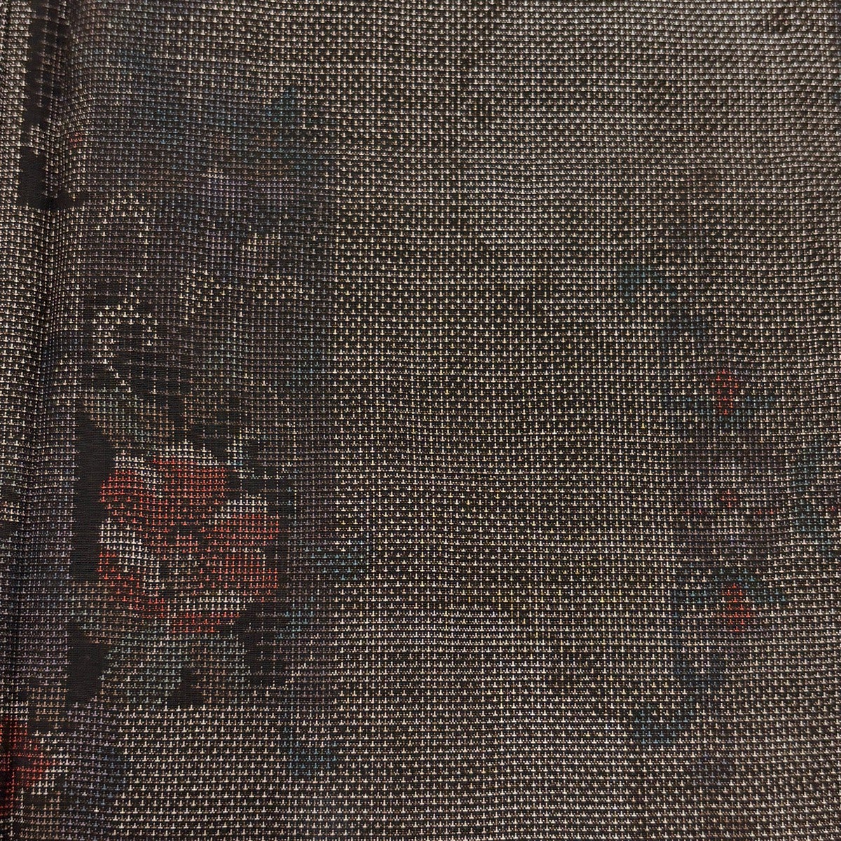 美品】 紬 身丈162.5cm 裄丈64cm M 袷 花唐草 雪輪 焦茶色 正絹 秀品