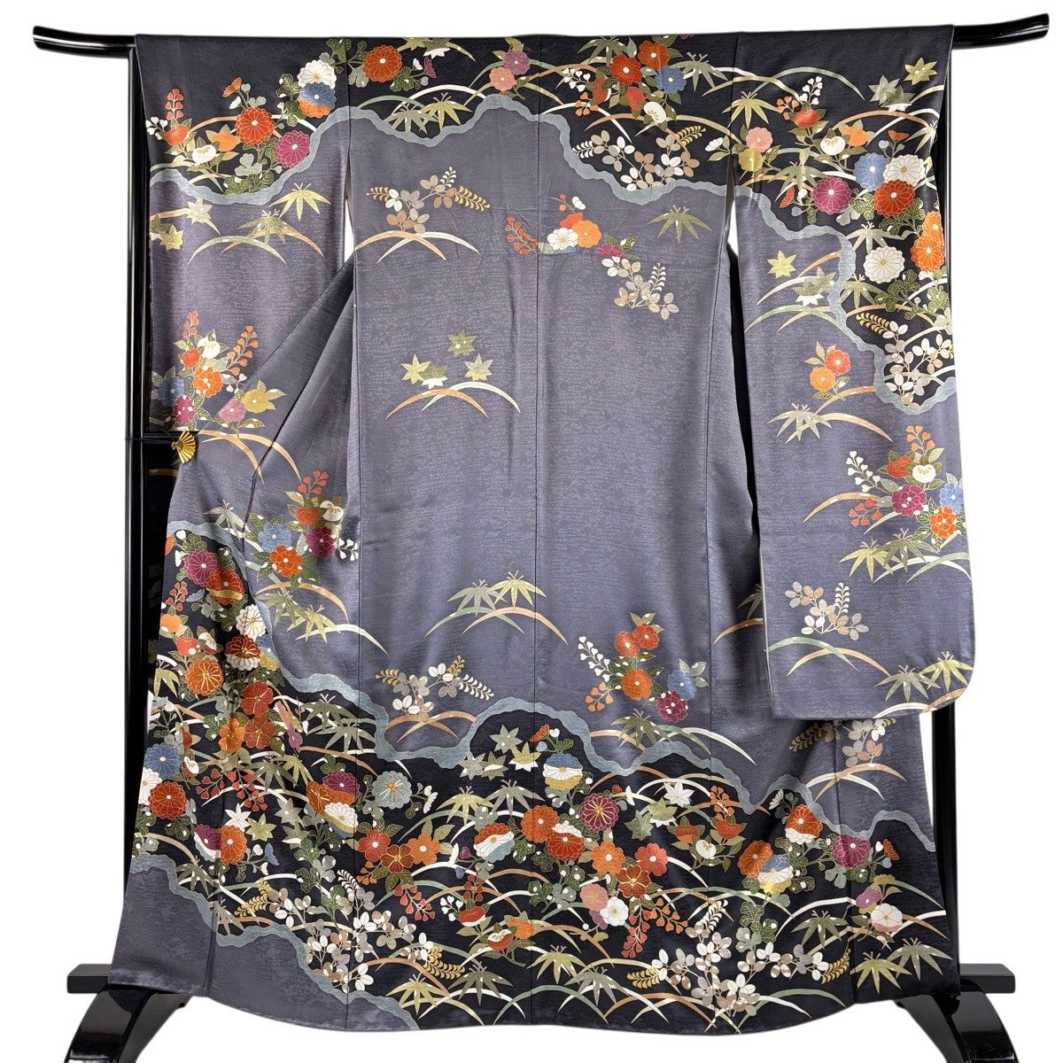 振袖 身丈169cm 裄丈68cm L 袷 菊 有職文様 金糸 金彩 水色 正絹 秀品