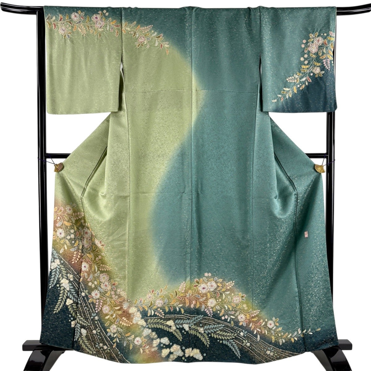 美品】 訪問着 身丈163cm 裄丈67.5cm L 袷 落款あり 辻が花 銀通し