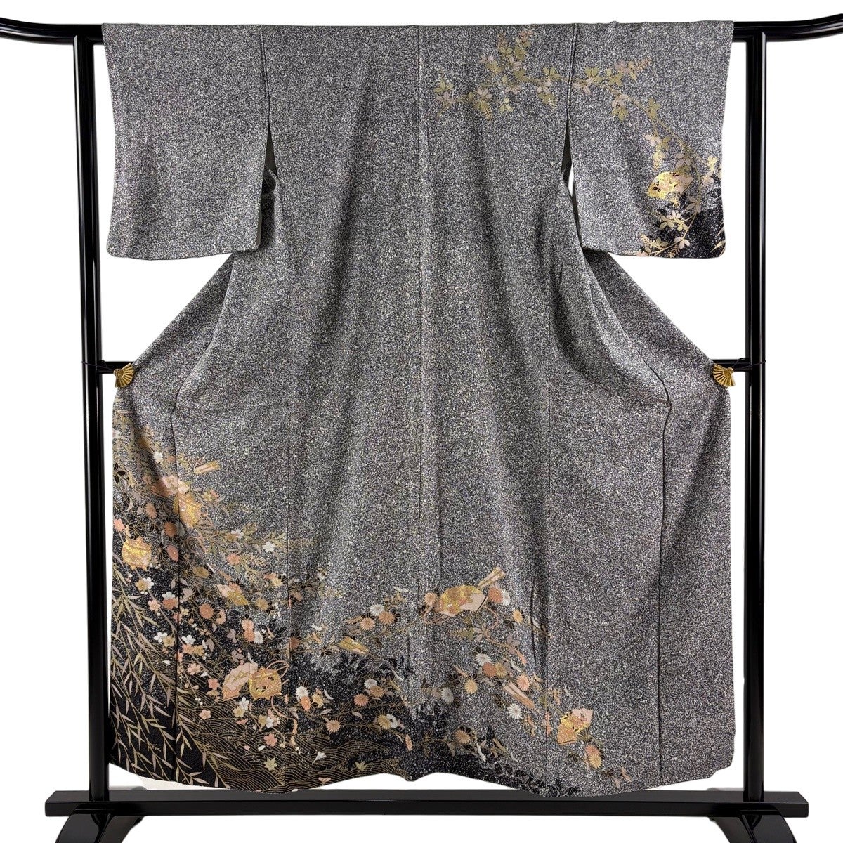 美品】 訪問着 身丈154.5cm 裄丈62.5cm S 袷 やまと 草花 青海波 刺繍