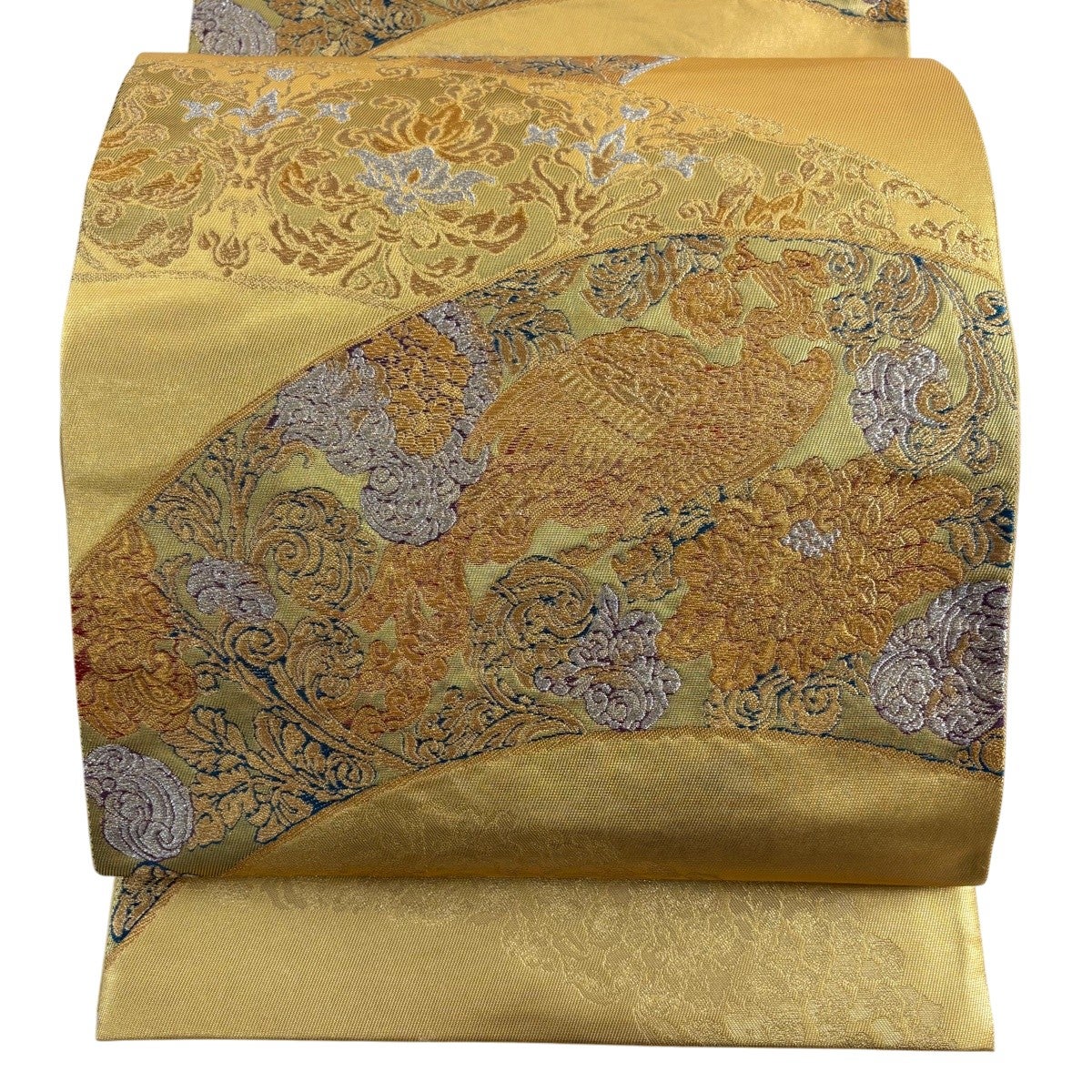 袋帯 美品 秀品 華文 花唐草 金銀糸 箔 金色 六通 正絹 【中古 