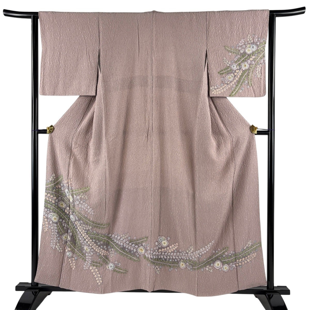 美品】 訪問着 身丈156.5cm 裄丈63cm S 袷 辻が花柄 絞り 灰紫 正絹 秀