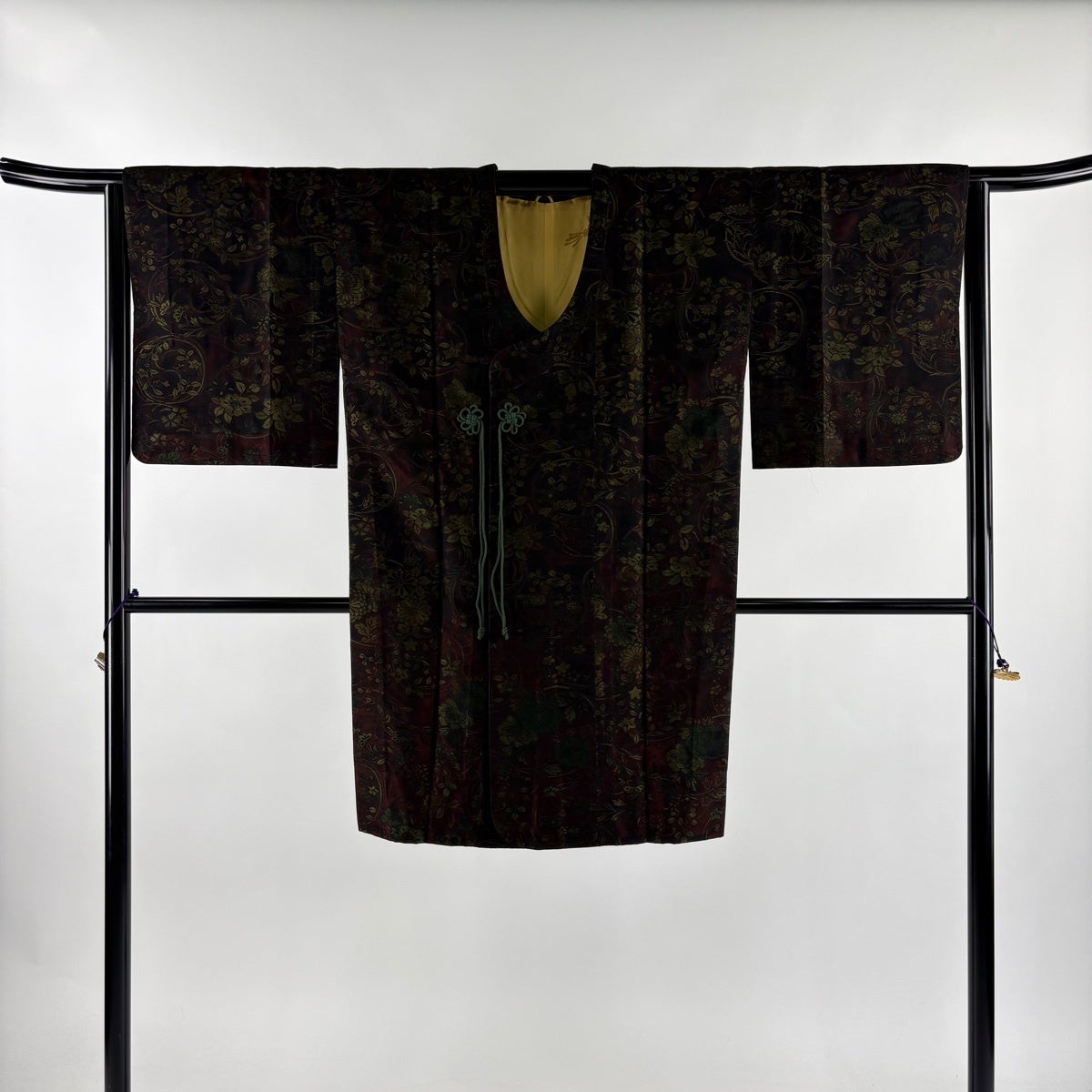 美品】 道行 身丈102cm 裄丈65cm M 和装コート 千代田衿 花丸文 赤黒