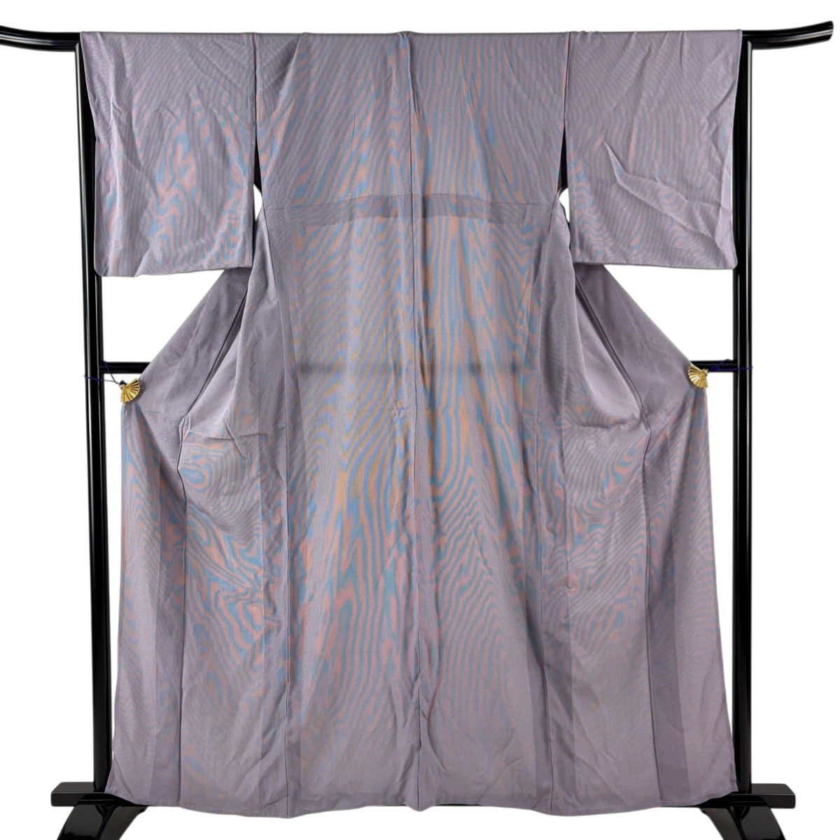 美品】 江戸小紋 身丈162cm 裄丈62cm S 単衣 落款あり 鮫柄 黒 正絹 秀