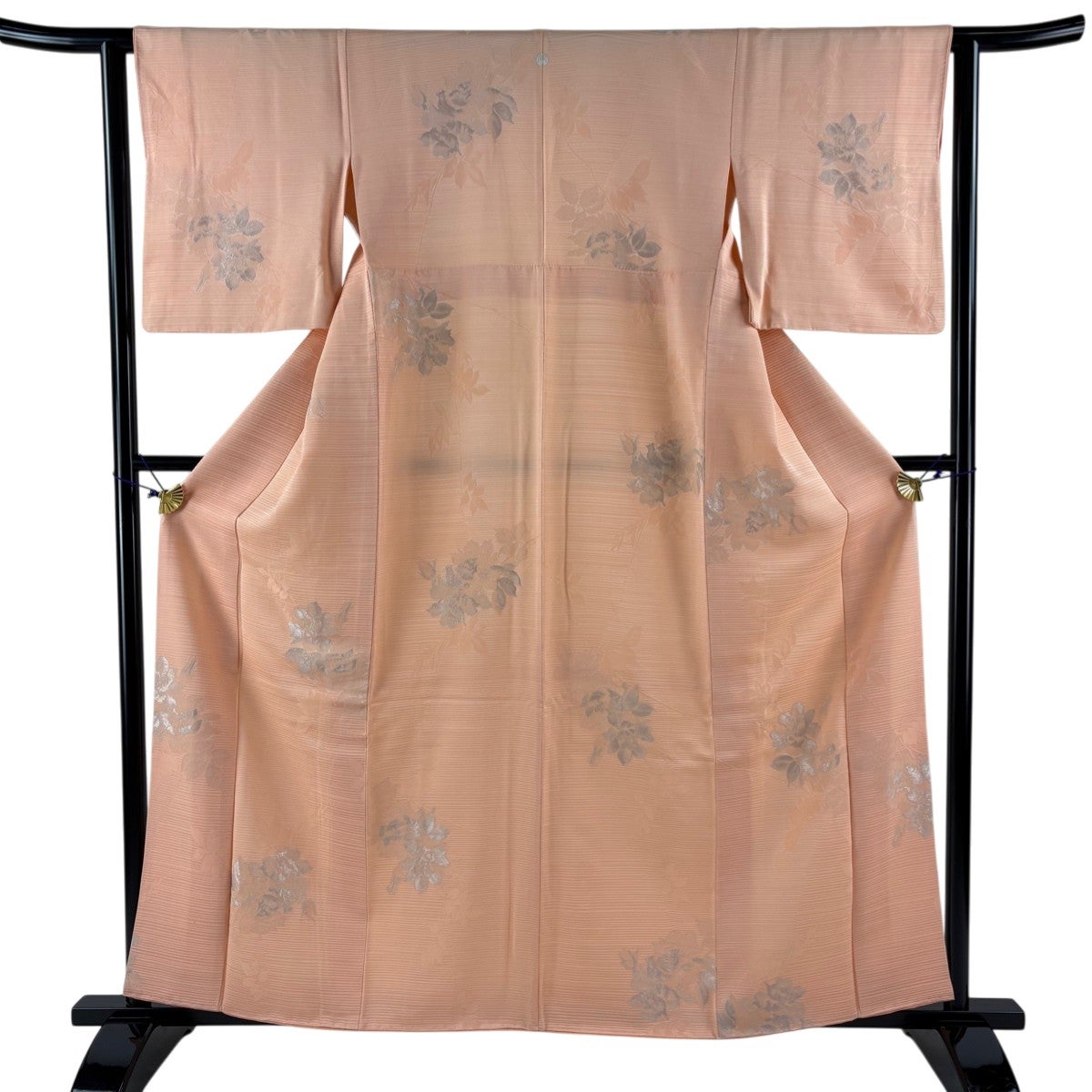 【美品】 小紋 身丈155.5cm 裄丈62cm 正絹 名品 【中古】 小紋 身丈155.5cm 裄丈62cm S 袷 総絞り ピンク 正絹 優品｜中古・古着