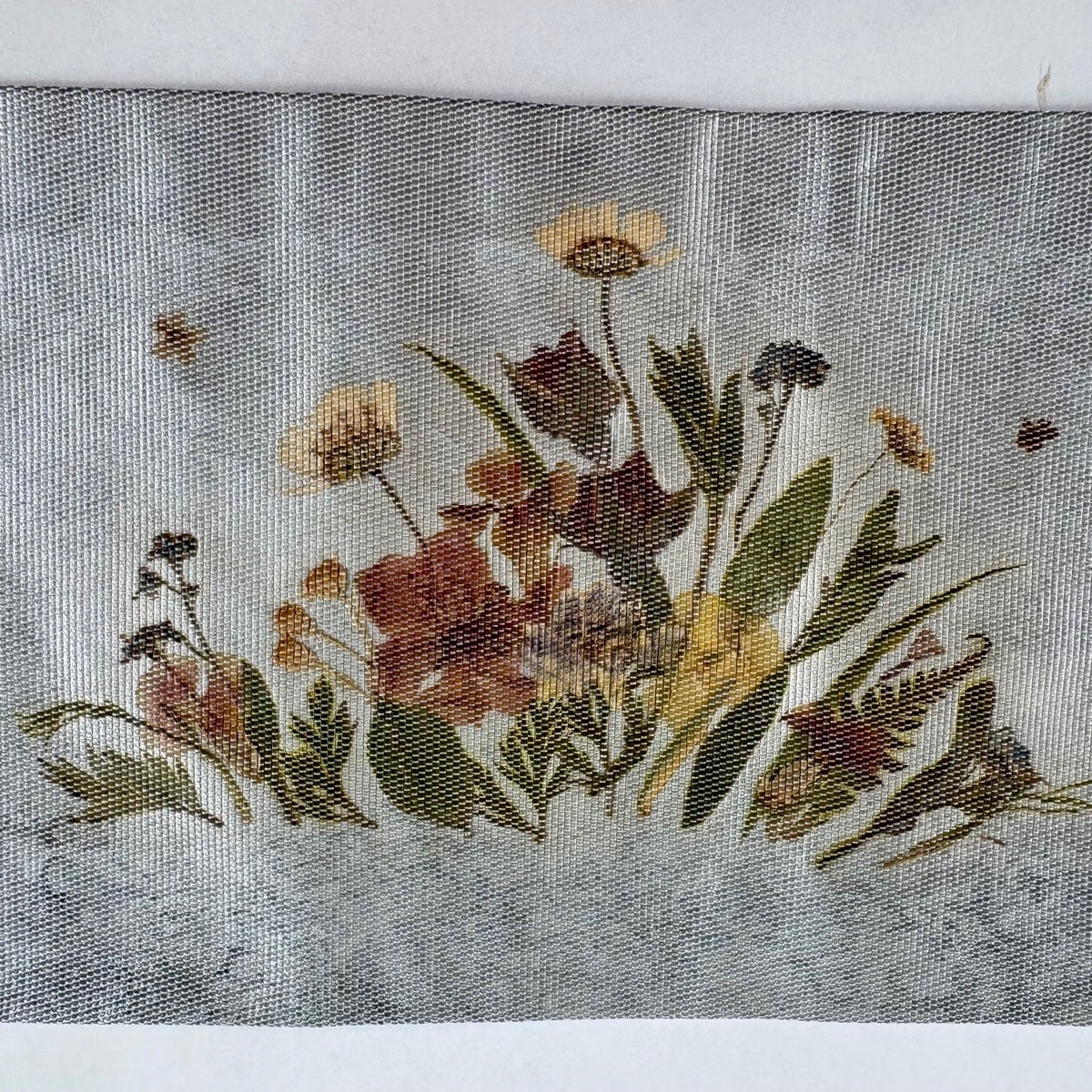 在庫一掃】 名古屋帯 秀品 草花 箔 花香織 銀色 正絹｜中古・古着
