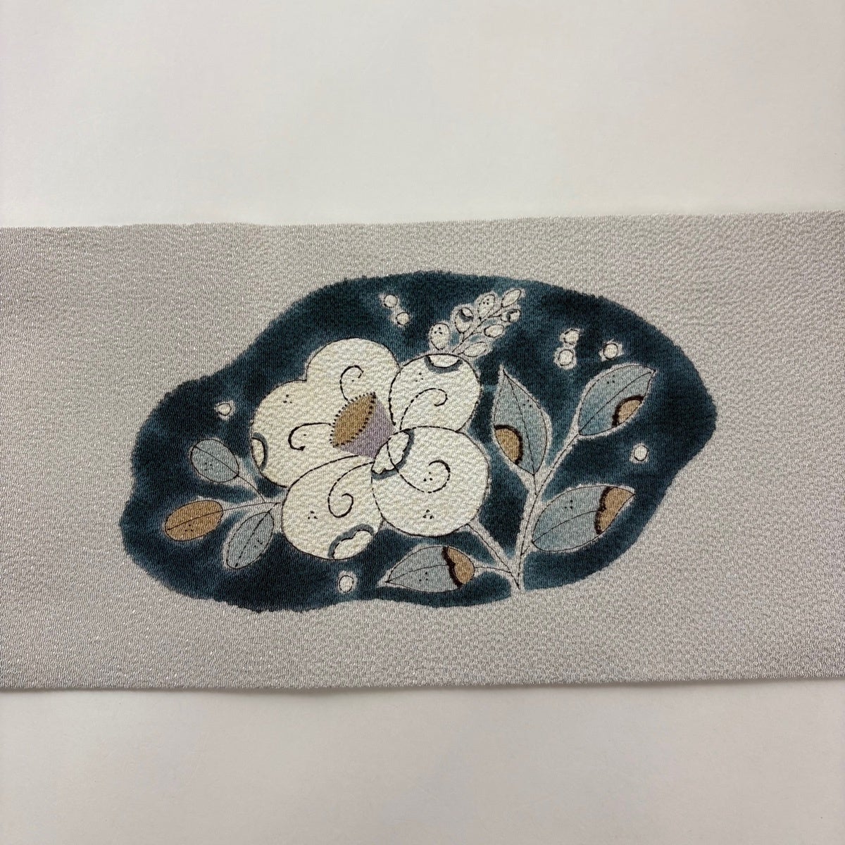名古屋帯 秀品 辻が花柄 観世水 縮緬 灰色 正絹｜中古・古着