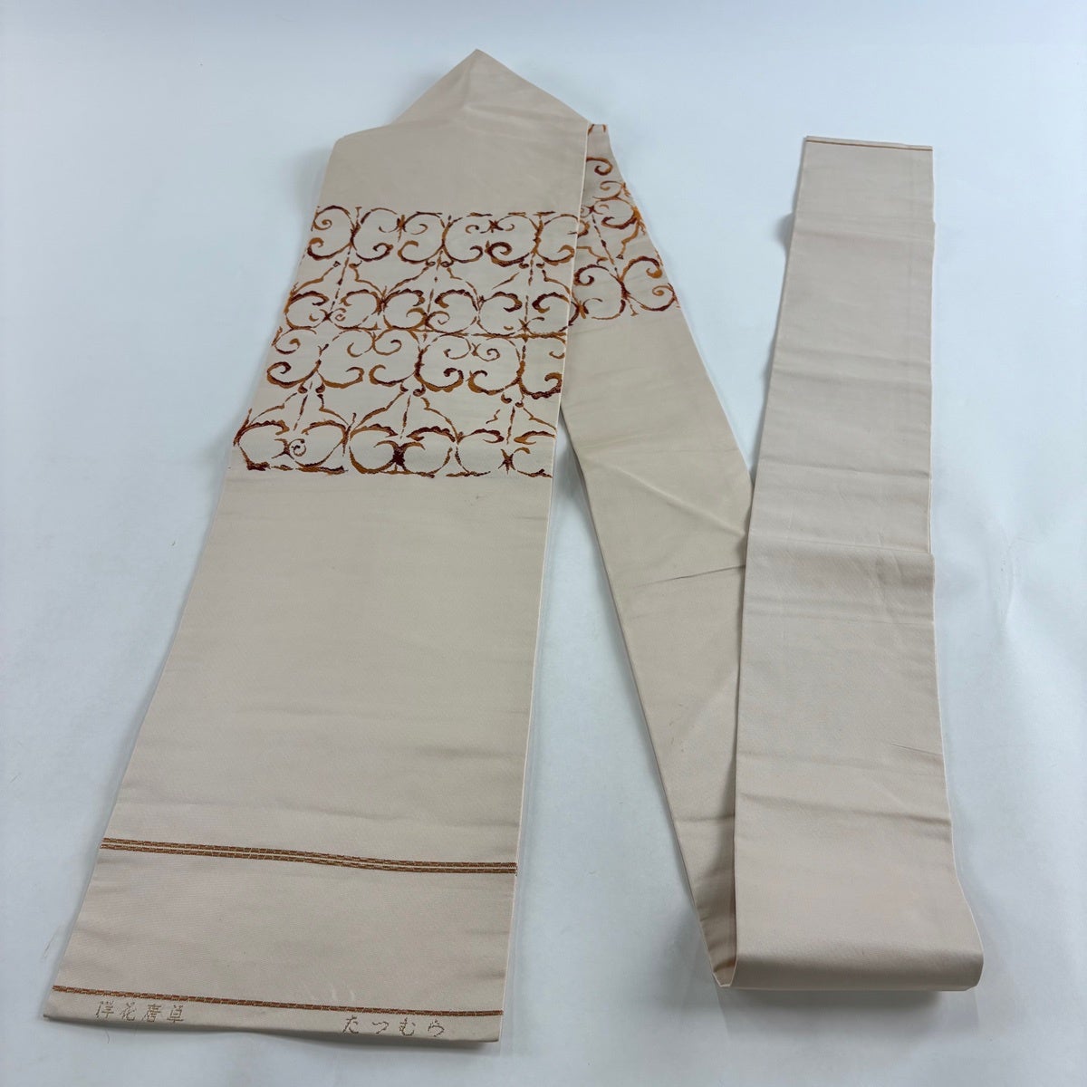 名古屋帯 名品 龍村美術織物 落款あり たつむら 洋花唐草 箔 ピンク