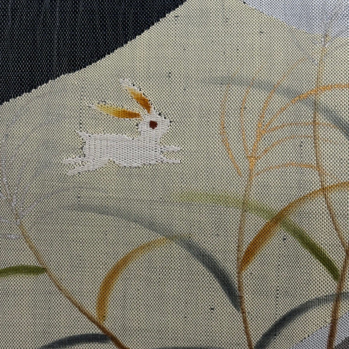 美品】 名古屋帯 名品 夏帯 八寸名古屋帯 松葉仕立て 紬地 うさぎ