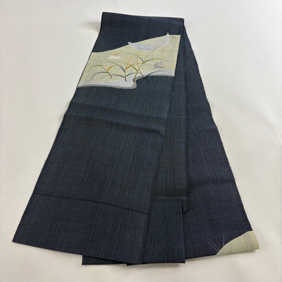 美品】 名古屋帯 名品 夏帯 八寸名古屋帯 松葉仕立て 紬地 うさぎ