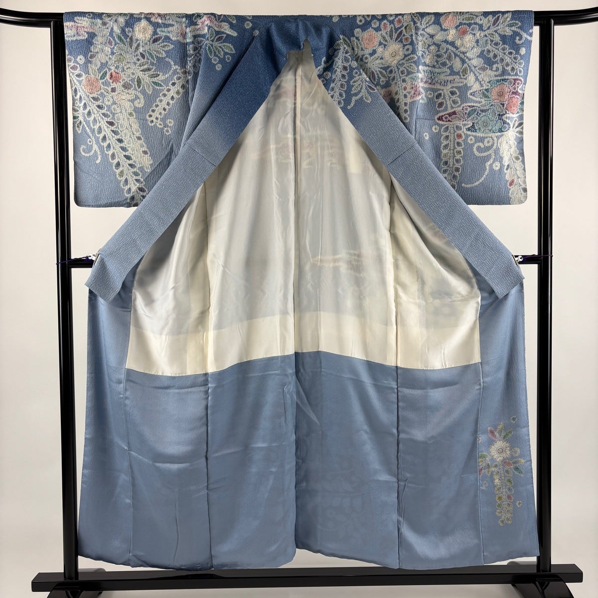 A58美品　未使用　絽縮緬訪問着　辻ヶ花作者物　正絹　薄水色　逸品　フォーマル 美品】 訪問着 身丈155cm 裄丈63cm S 袷 落款あり 辻が花柄 ぼかし
