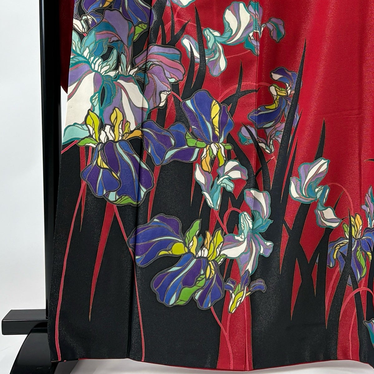 美品】 振袖 身丈168cm 裄丈68cm L 袷 菖蒲 銀通し 金彩 赤 正絹 名品