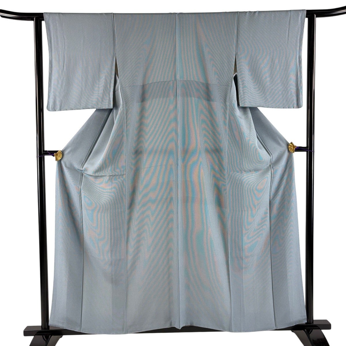 美品】 江戸小紋 身丈157cm 裄丈62.5cm S 袷 万筋 水色 正絹 名品