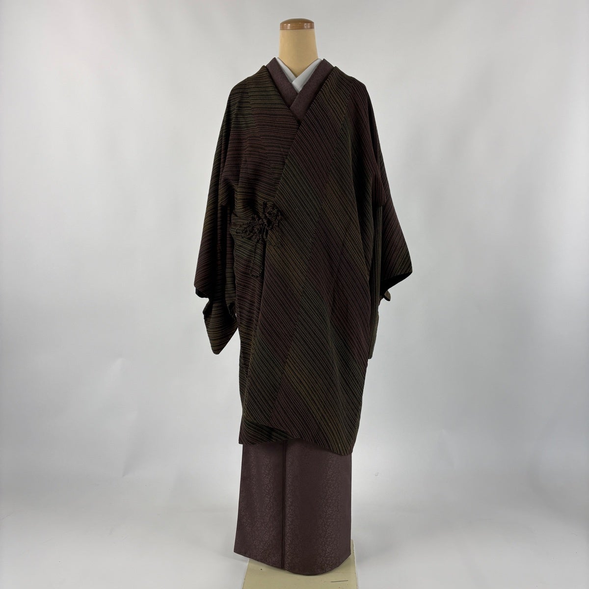 美品】 道中着 身丈101cm 裄丈68cm L 斉藤三才 和装コート