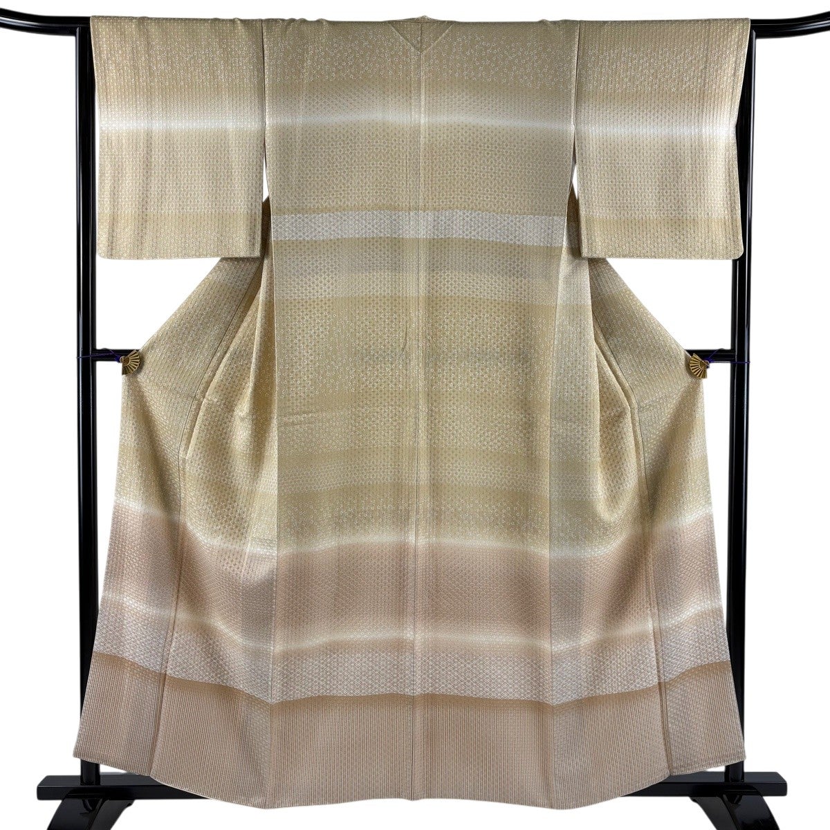 美品】 訪問着 身丈157.5cm 裄丈65cm M 袷 青海波 梅 ぼかし ベージュ