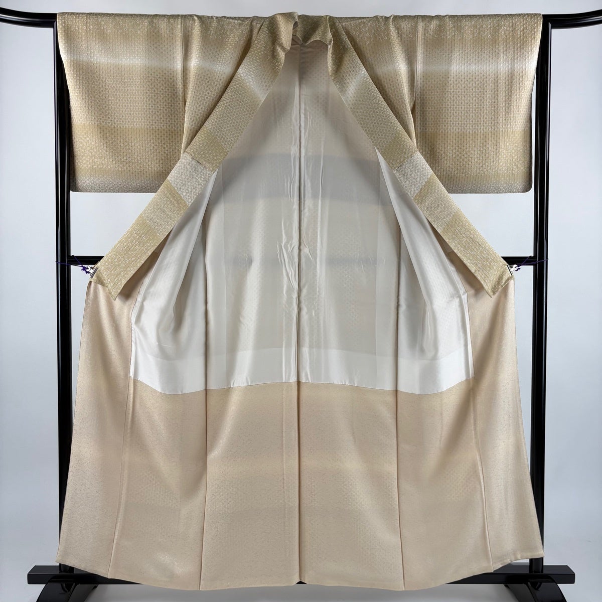 美品】 訪問着 身丈157.5cm 裄丈65cm M 袷 青海波 梅 ぼかし ベージュ