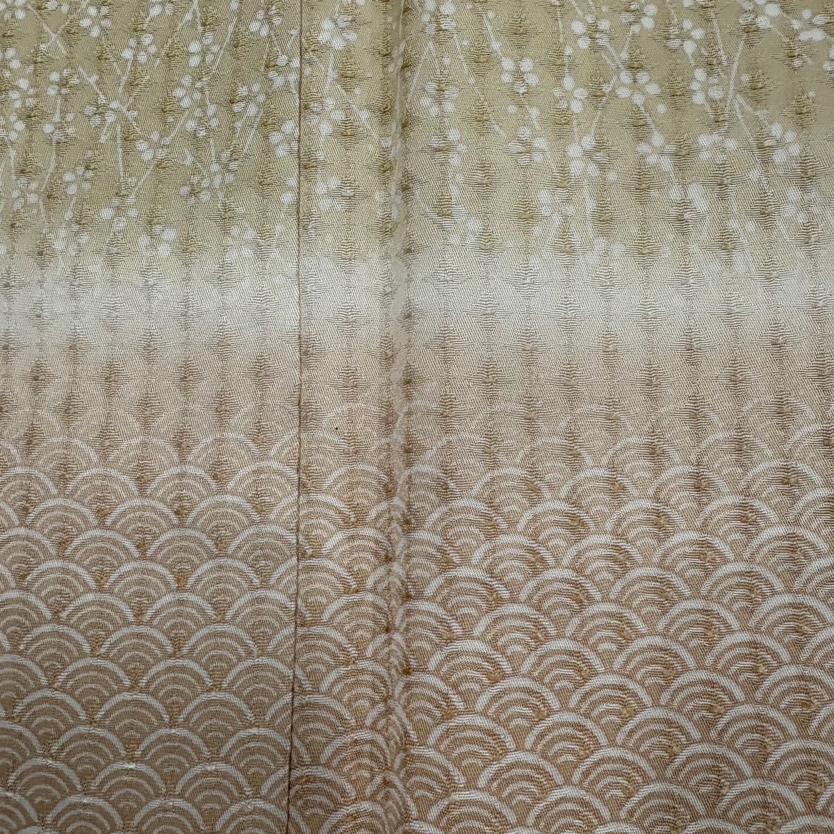 美品】 訪問着 身丈157.5cm 裄丈65cm M 袷 青海波 梅 ぼかし ベージュ