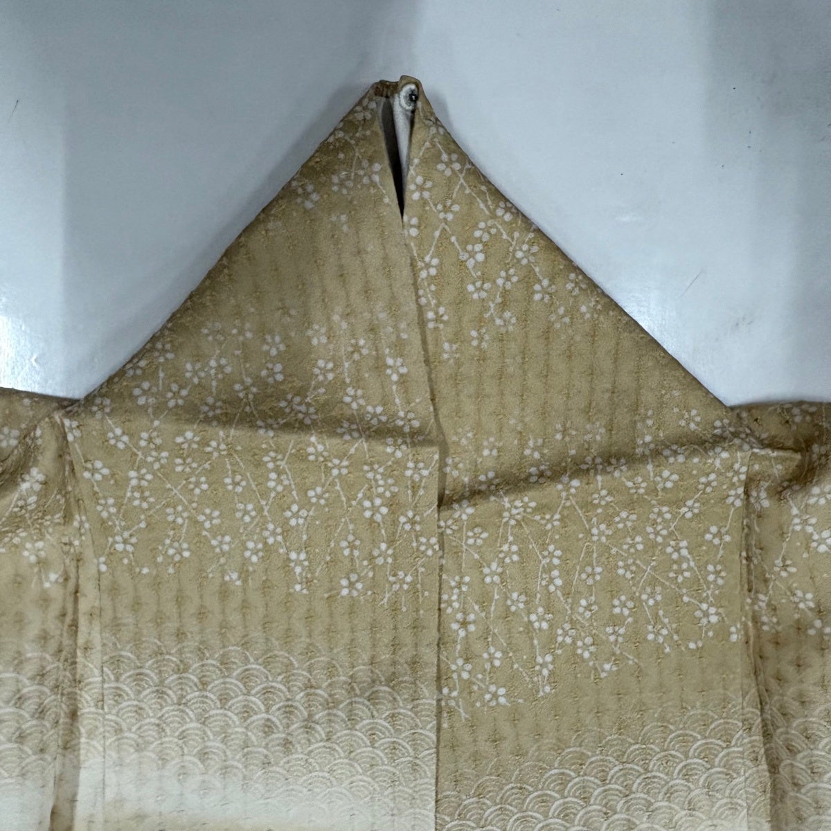 美品】 訪問着 身丈157.5cm 裄丈65cm M 袷 青海波 梅 ぼかし ベージュ