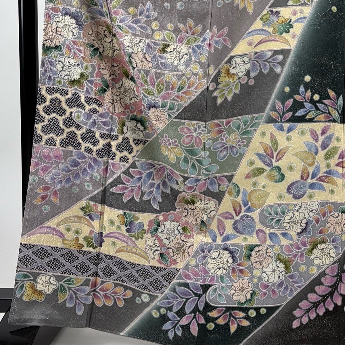 訪問着 身丈166cm 裄丈68cm L 袷 辻が花柄 ヱ霞 銀通し 灰紫 正絹 名品
