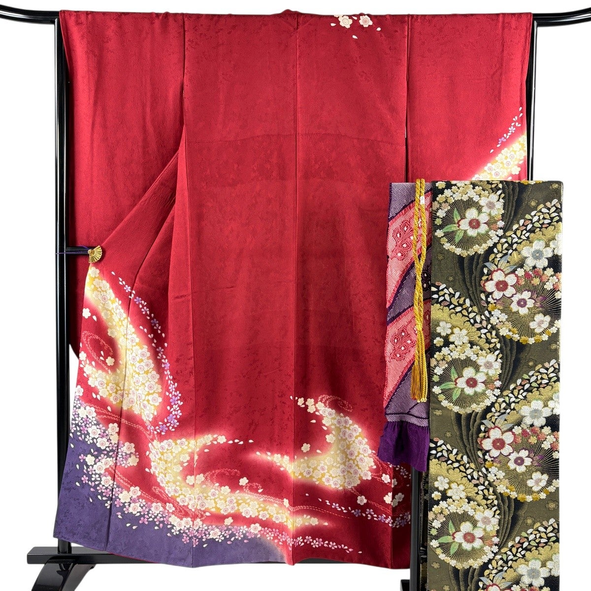 30%OFF 【美品】 振袖 身丈157.5cm 裄丈65.5cm M 袷 袋帯フルセット 桜