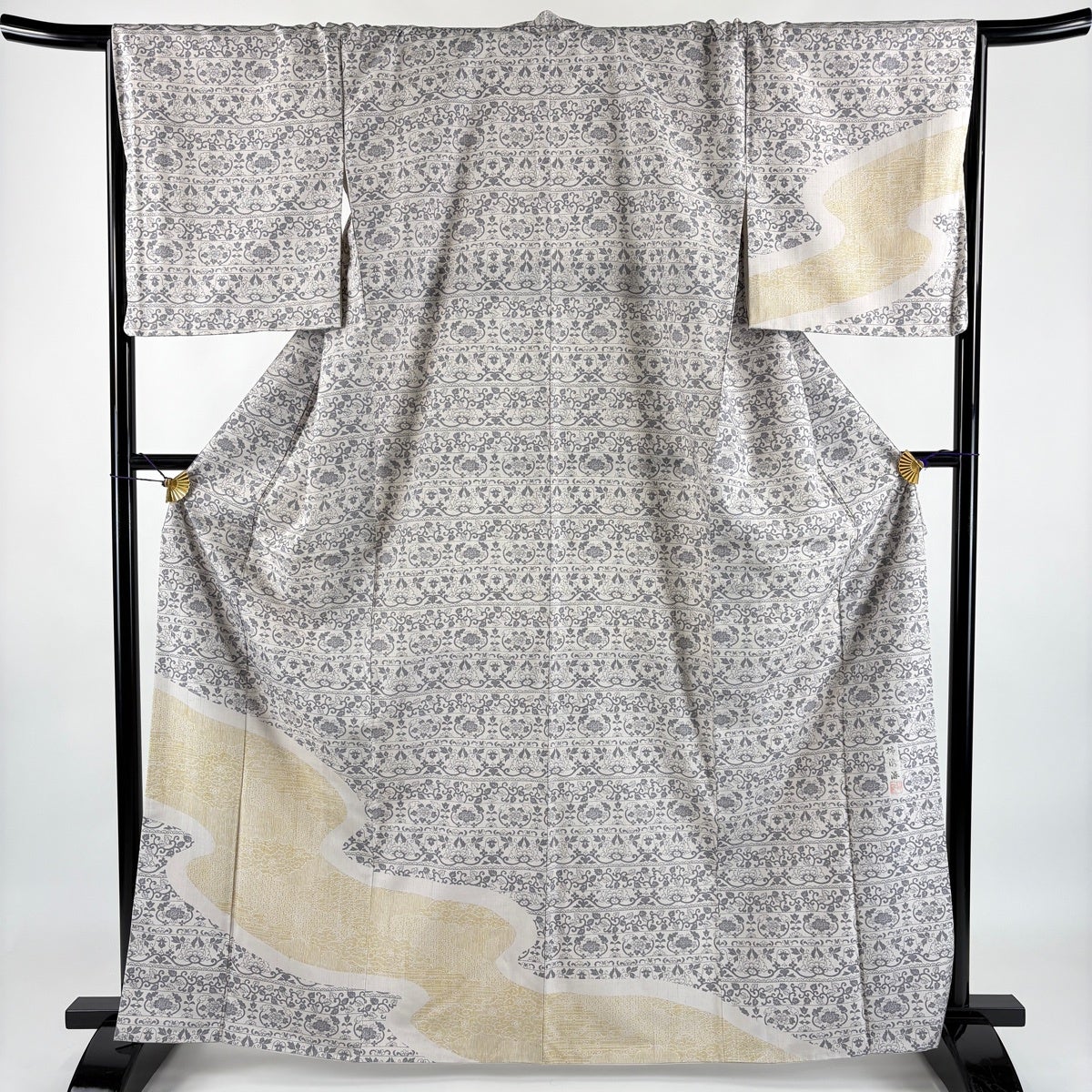 美品】 付下げ 身丈165cm 裄丈68.5cm L 袷 結城紬地 柿渋染 袋帯セット