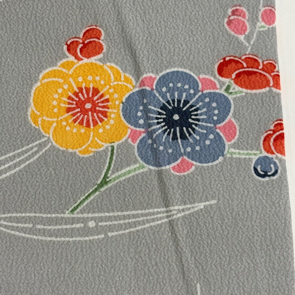 名古屋帯 名品 菊 牡丹 銀糸 灰色 正絹｜中古・古着・リサイクル着物
