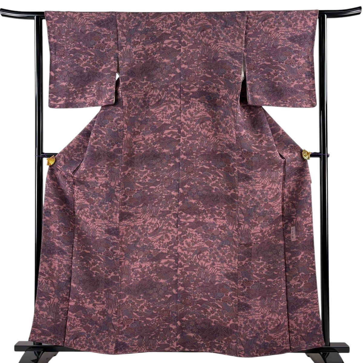 美品】 小紋 身丈159cm 裄丈62cm S 袷 六谷博臣 落款あり 花鳥 松竹梅