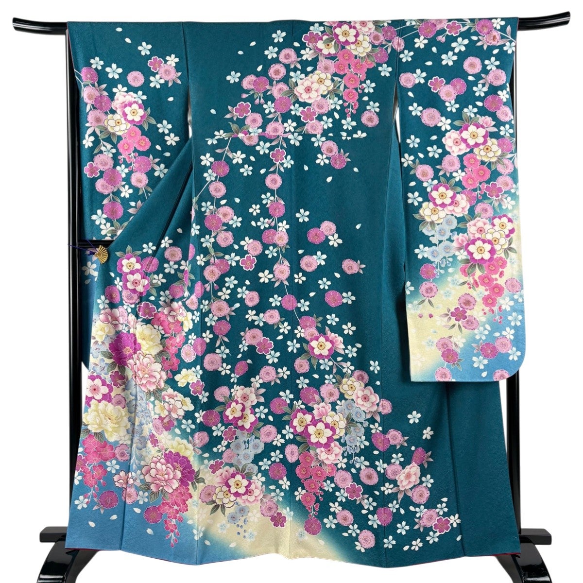 振袖 身丈177cm 裄丈71.5cm L 袷 橘花 松竹梅 金糸 金彩 赤 正絹 名品
