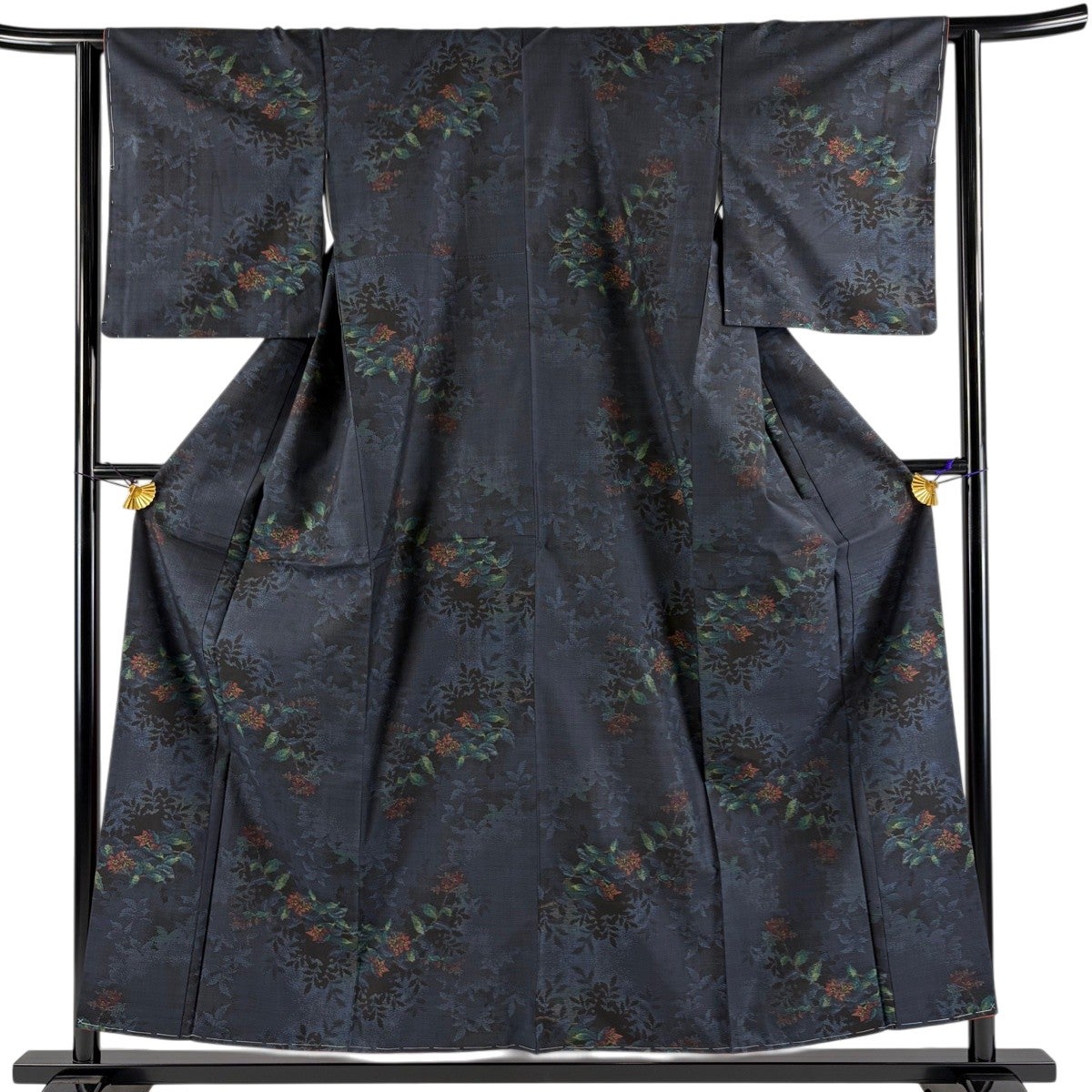 美品】 大島紬 身丈158.5cm 裄丈63cm S 袷 純泥染 証紙あり 幾何学模様