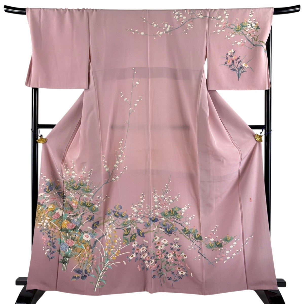付下げ 身丈161.5cm 裄丈63cm S 袷 奥田勝将 加賀友禅 落款あり 家屋