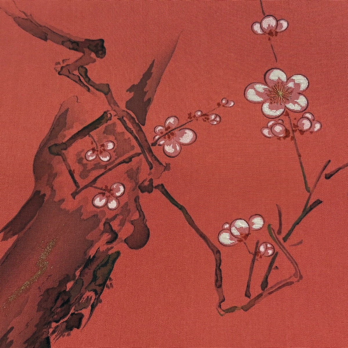 名古屋帯 優品 枝梅 金糸 金彩 濃ピンク 正絹｜中古・古着・リサイクル