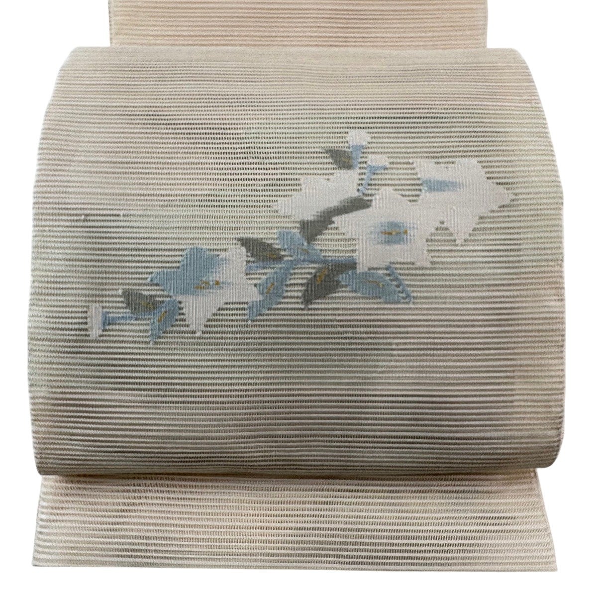 美品】 名古屋帯 秀品 夏帯 絽 松葉仕立て 八寸名古屋帯 桔梗 ベージュ