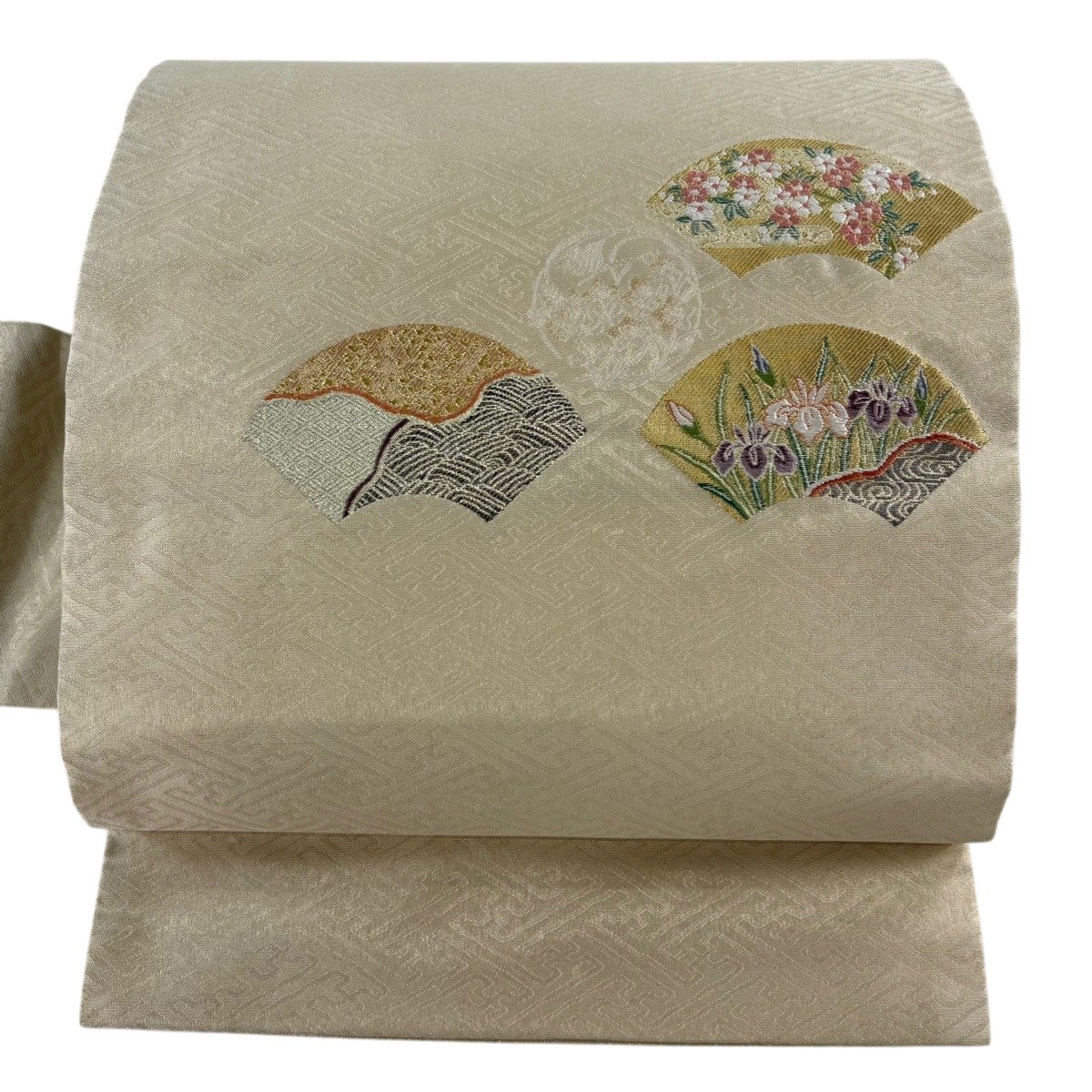 名古屋帯 名品 夏帯 草花 ベージュ 麻｜中古・古着・リサイクル着物