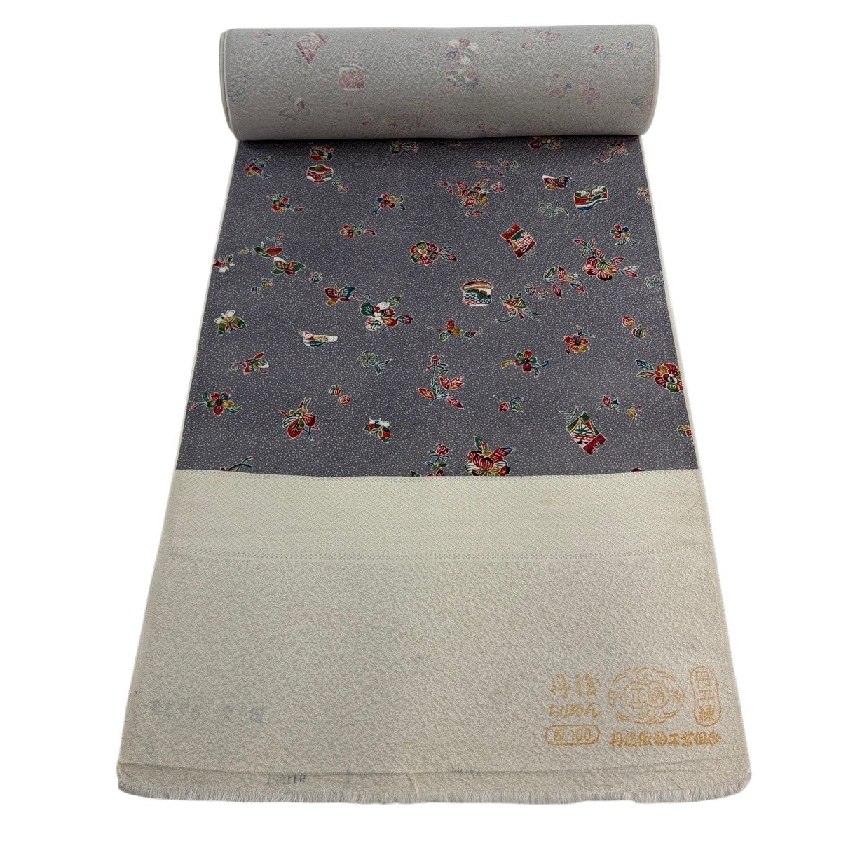 反物 秀品 小紋 草花 玩具 灰桜 正絹｜中古・古着・リサイクル着物通販
