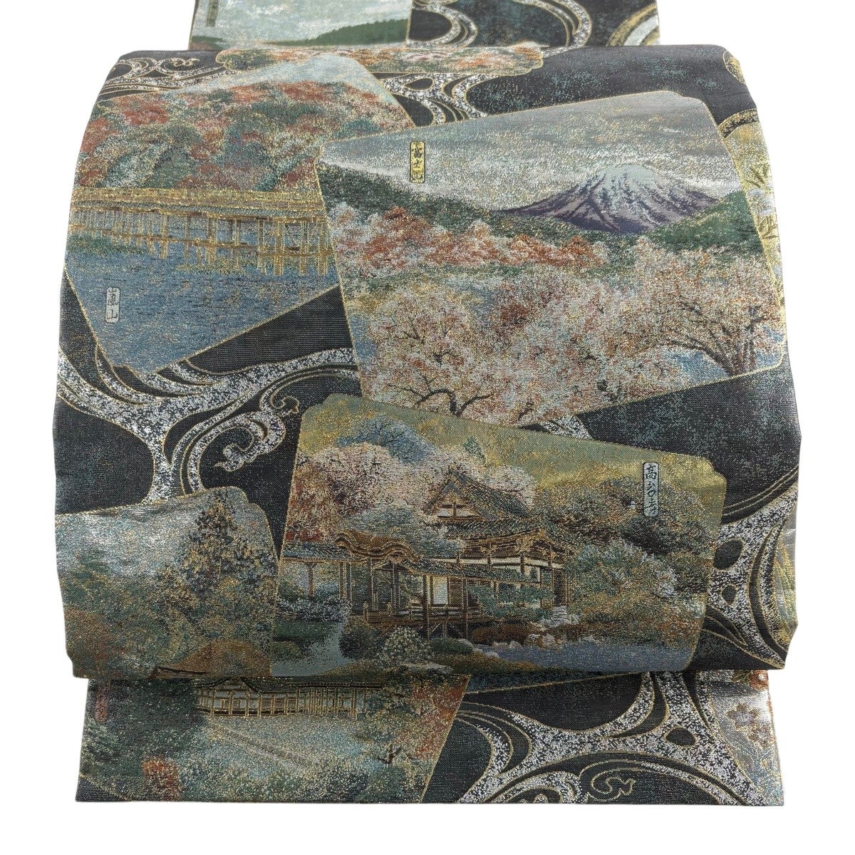 50%OFF 【美品】 袋帯 逸品 琳派大全集 草花 枝花 本金プラチナ箔 金色