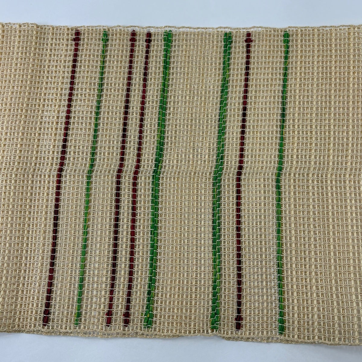 名古屋帯 秀品 夏帯 羅 八寸名古屋帯 菱 幾何学 刺繍 ベージュ 正絹