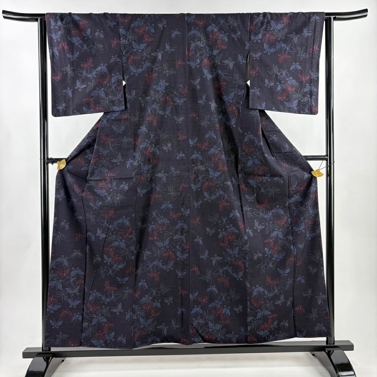 美品】 結城紬 身丈158cm 裄丈66cm M 袷 奥順 本場結城紬 バチ衿 証紙