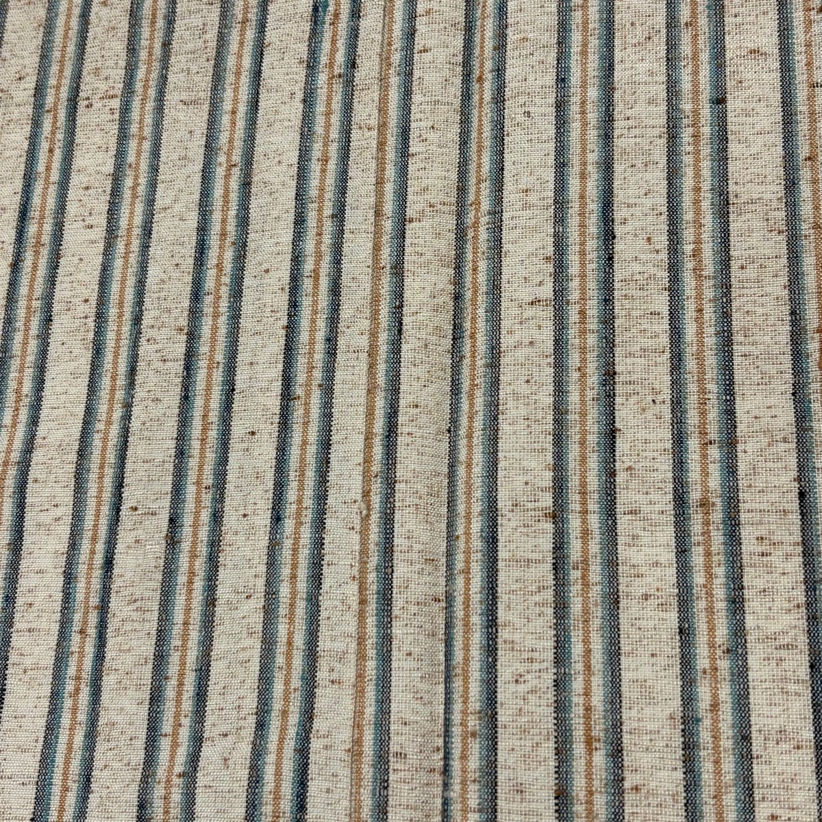 美品】 紬 身丈164.5cm 裄丈65.5cm M 単衣 縦縞 灰茶 正絹 秀品｜中古