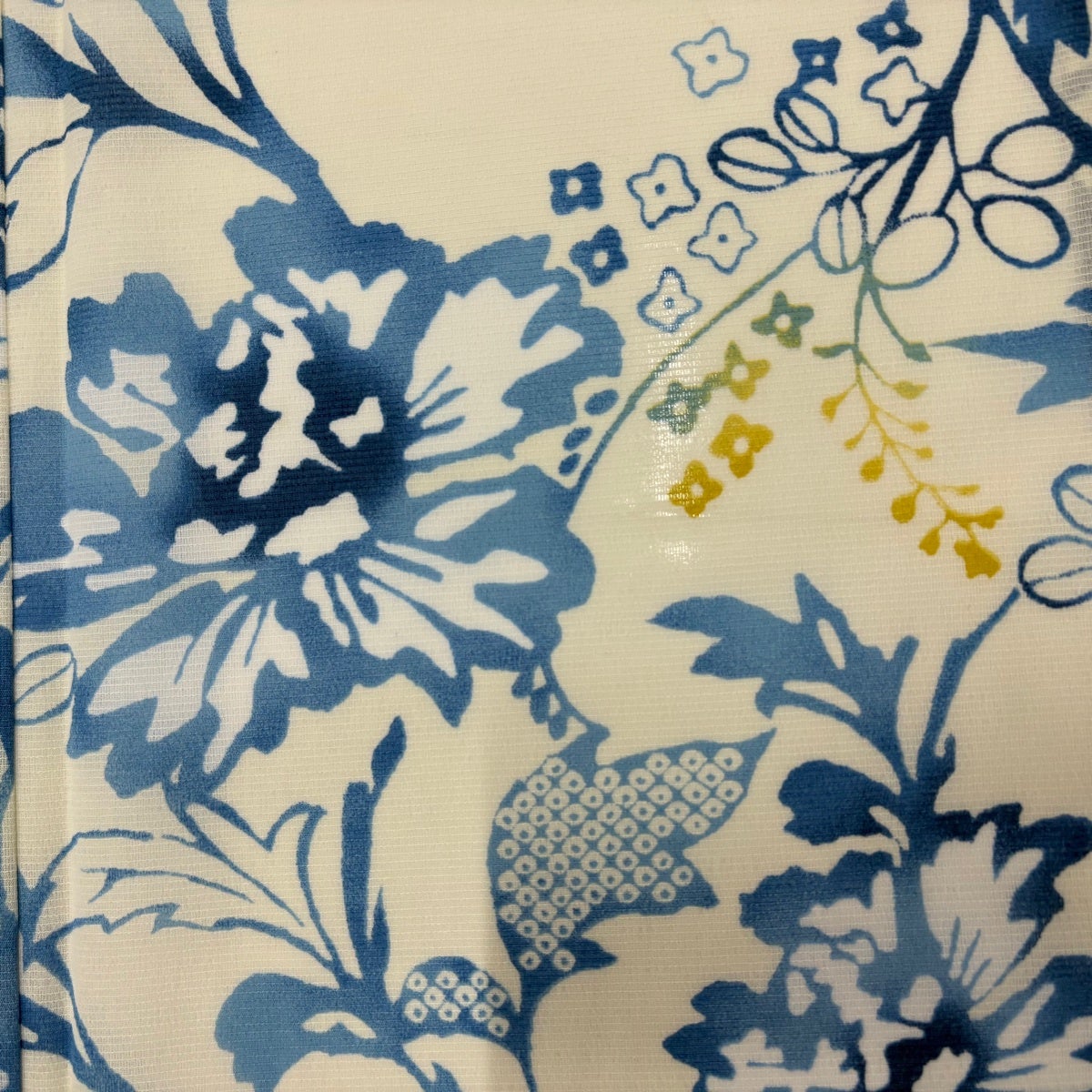 美品】 小紋 身丈166cm 裄丈67.5cm L 薄物 牡丹 菊 クリーム 化繊 秀品