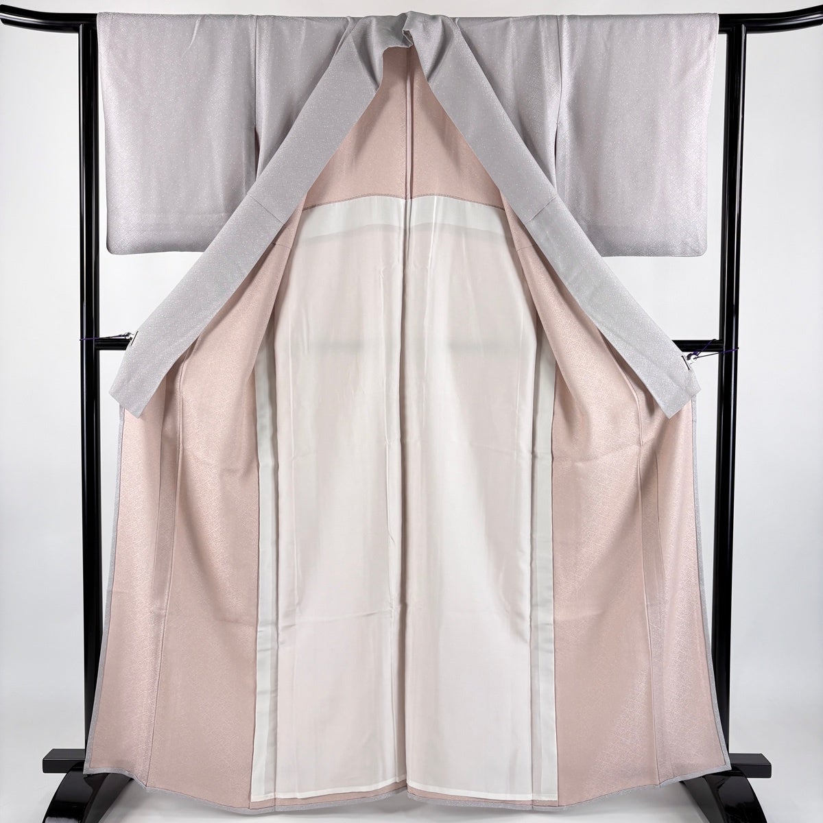 美品】 小紋 身丈163cm 裄丈63cm S 単衣 ますいわ屋 地紋 幾何学 薄紫