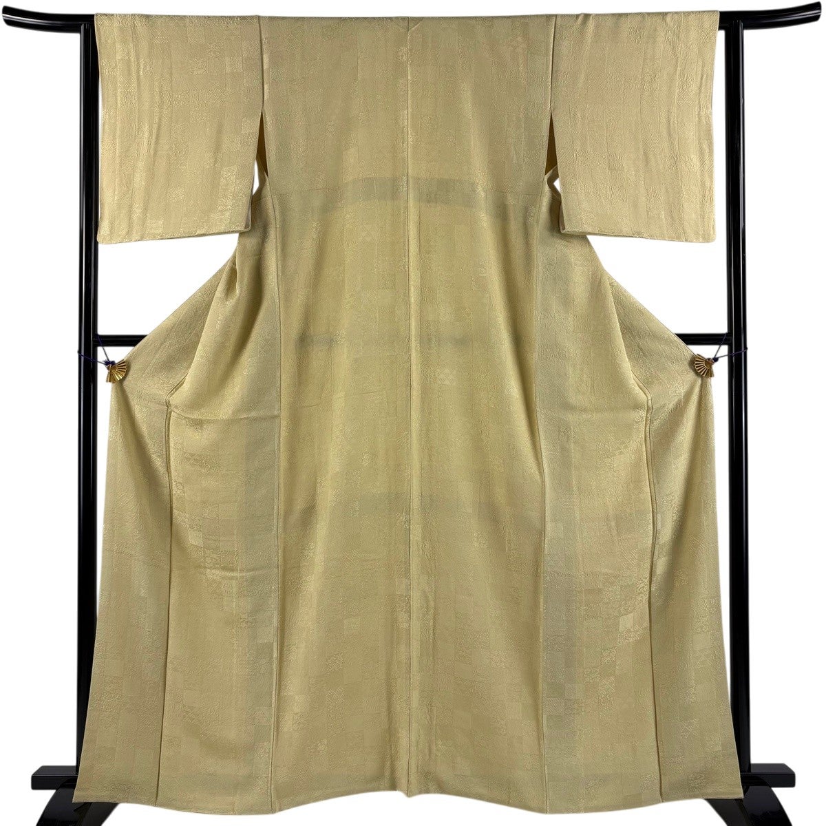 美品】 色無地 身丈163cm 裄丈63.5cm S 袷 地紋 ベージュ 正絹 秀品