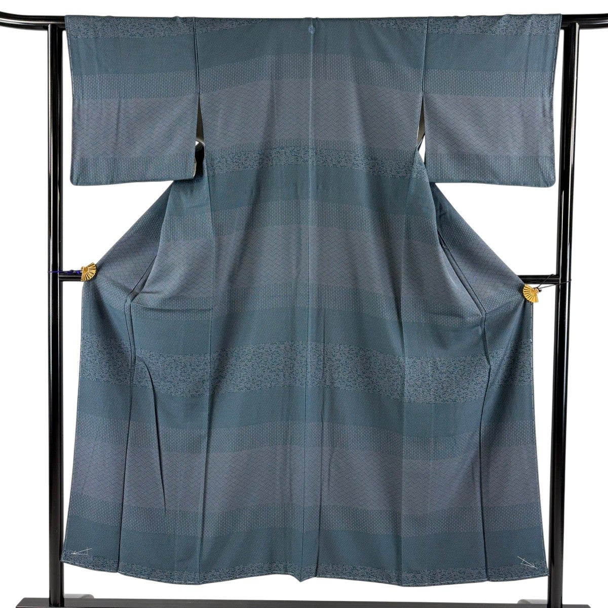 色無地 身丈153.5cm 裄丈62cm S 袷 地紋 青緑 正絹 秀品｜中古・古着
